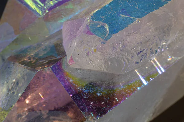 Pastel Colourful Angel Aura Quartz Crystal Point Cluster Macro Isolated — Stock Photo, Image