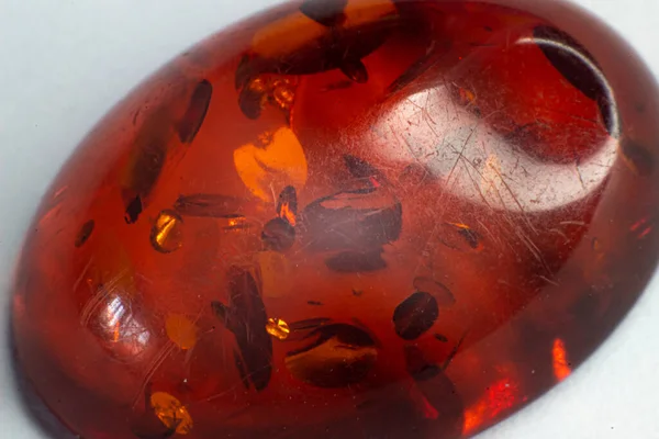 Macro Heat Treated Deep Orange Amber Cabochon Circular Inclusions Isolated — Stock Photo, Image