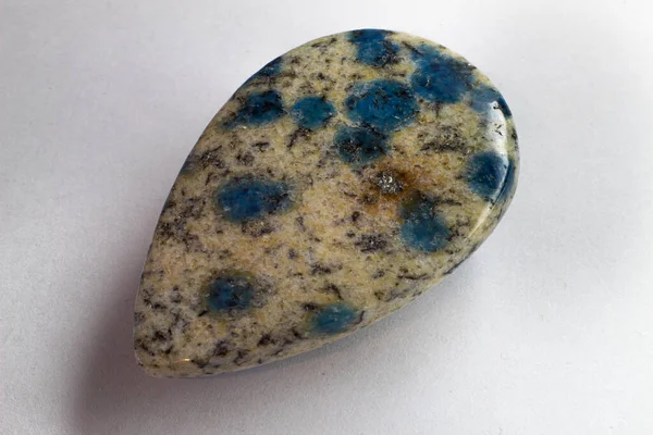 Cabochon Goccia Diaspro Granito Azzurrite Blu Goccia Pioggia Bianco Granito — Foto Stock