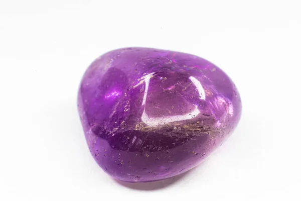Real Tumbled Purple Yellow Ametrine Crystal Stone Macro Isolated White — Stock Photo, Image