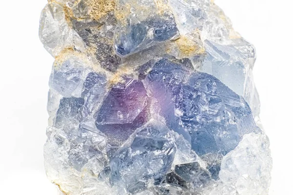 Real Light Blue Celestine Celestite Crystal Stone Cluster Macro Isolated — Stock Photo, Image
