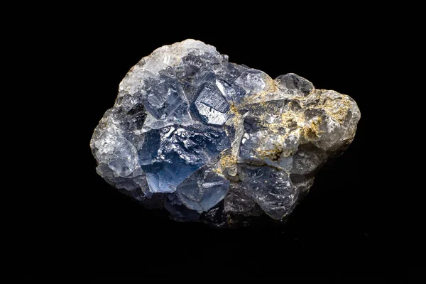 Real Light Blue Celestine Celestite Crystal Stone Cluster Macro Isolated — Stock Photo, Image