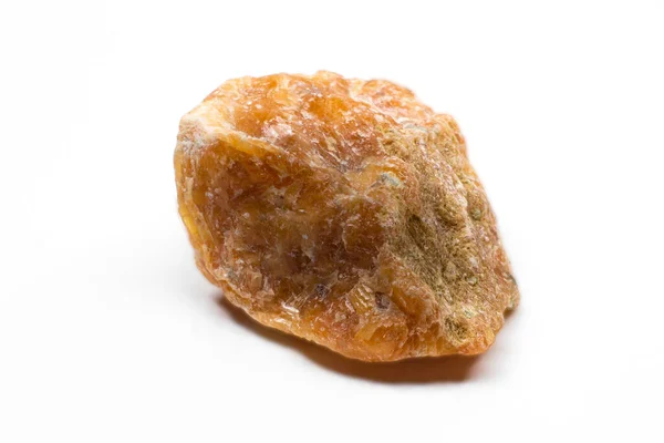 Cru Orange Calcite Pierre Cristal Macro Isolé Sur Fond Surface — Photo