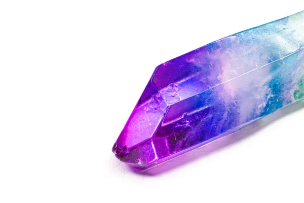 Koktail Aura Kuarsa Dengan Warna Warni Makro Kristal Diisolasi Pada — Stok Foto