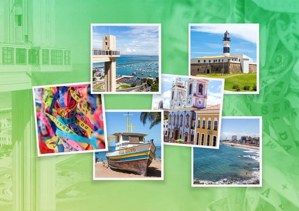 Turistställen Salvador Bahia Brasilien Lacerda Hiss Praia Forte Och Farol — Stockfoto