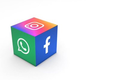 Sao Paulo, Brezilya - 5 Ekim 2022: 3D Illustration Dünyaca ünlü sosyal ağların basılı logoları ve Facebook, Instagram, WhatsApp gibi çevrimiçi haberciler