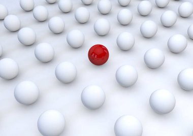Liderleri ve başarılı takımlarını temsil etmek için altı çizili kürelerin 3B çizimi
