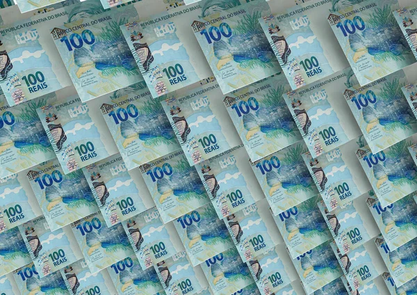 Офіційні Гроші Бразилії Реальна Валюта Гроші Рієс Сто Рахунків Загальному — стокове фото