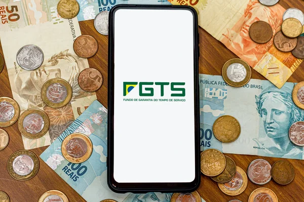Sao Paulo Brezilya Eylül 2022 Akıllı Telefon Ekranında Fgts Logosu — Stok fotoğraf