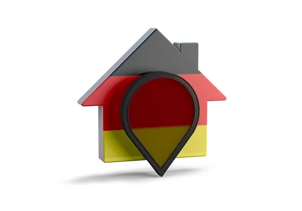 Illustration Eines Hauses Mit Der Deutschland Flagge Und Einem Standort — Stockfoto