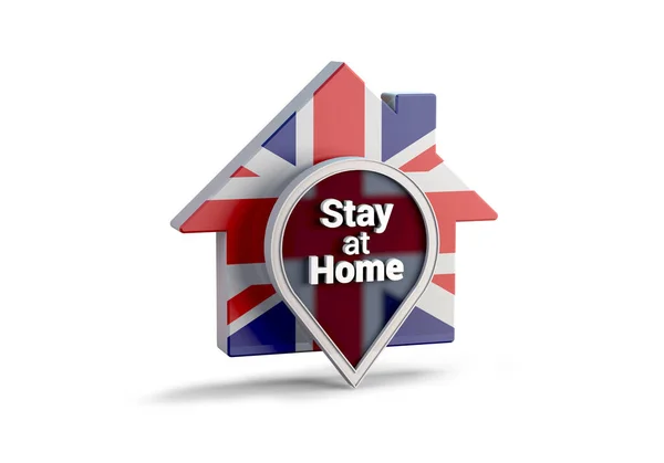 Illustration House United Kingdom Flag Phrase Stay Home Protect Coronavirus — Stock Photo, Image