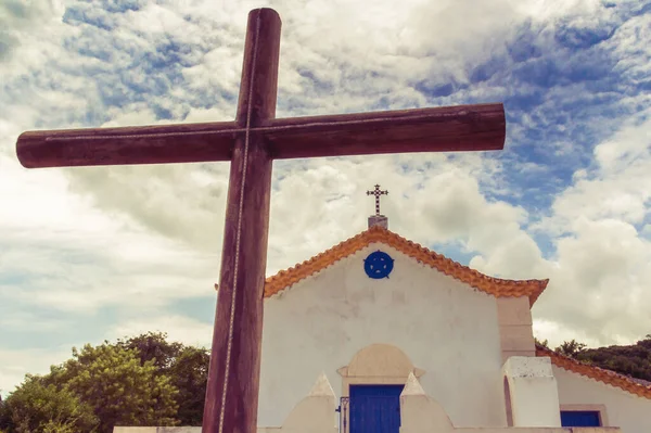 Cruz Und Eine Kleine Kirche Bahia Brasilien — Stockfoto