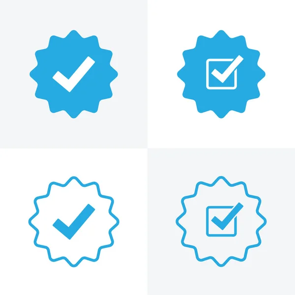 Icona Blu Profilo Dei Social Media Verificato Kit Con Quattro — Vettoriale Stock