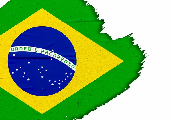Abstrakt Brasilien Flag Med Blæk Penselstrøg Effekt - Stock-foto