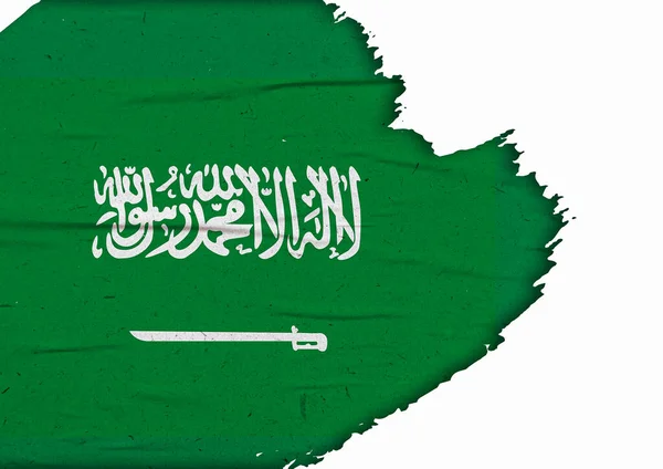 Absztrakt Szaúd Arábia Zászló Tinta Ecset Stroke Hatása — Stock Fotó