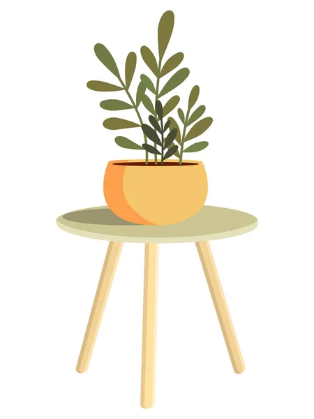 Plante Intérieur Dans Pot Sur Table Illustration Vectorielle Isolée — Image vectorielle