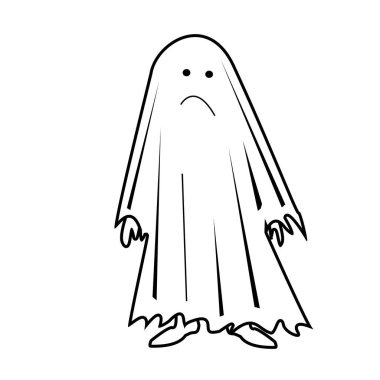  Beyaz arka planda kolları ve bacakları olan bir hayalet.