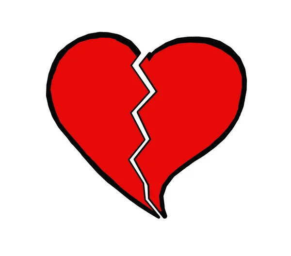 Broken Heart Red White Background — Stock Photo, Image