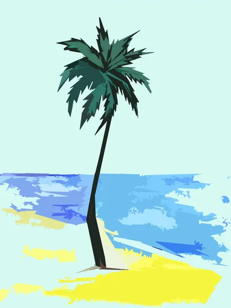 Tall Palm Tree Blue Background Graphic Image — Stock Photo, Image