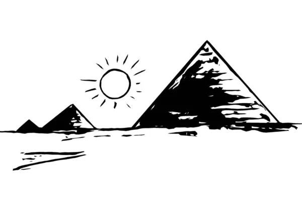 Černobílý Obraz Pyramid Poušti — Stock fotografie