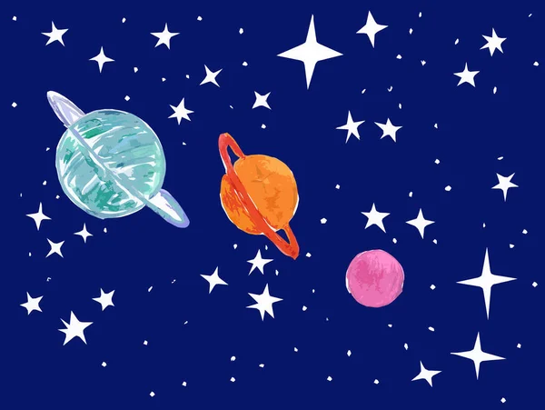 Kék Tér Színes Bolygókkal Csillagokkal — Stock Fotó