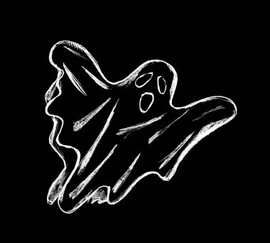 Siyah arka planda süzülen beyaz bir hayalet