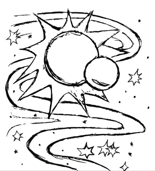 Paisaje Cósmico Con Sol Planetas Estrellas — Foto de Stock