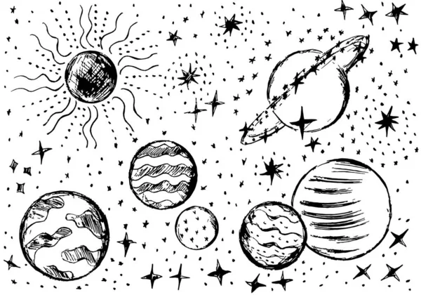 Kozmikus Táj Bolygókkal Nappal Csillagokkal Üstökösökkel — Stock Fotó
