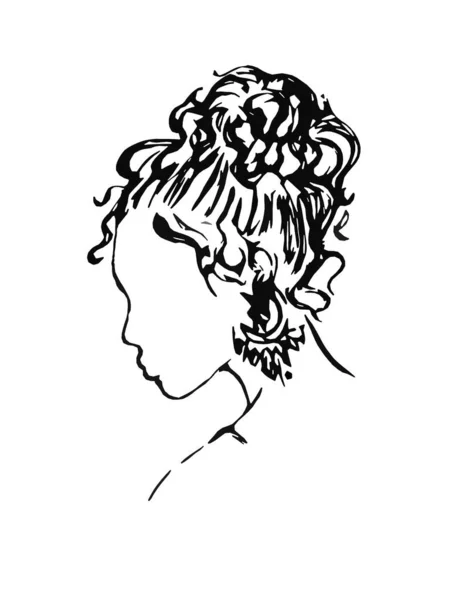 Abstrakcyjny Profil Dziewczyny Piękną Fryzurą — Zdjęcie stockowe