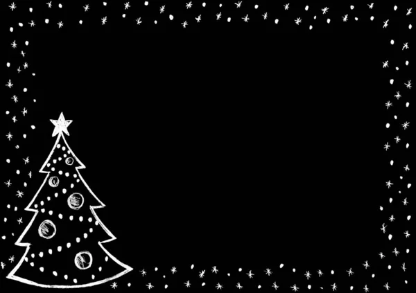 雪和圣诞树的框架 图形图像 — 图库照片