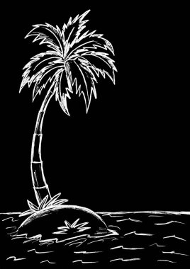 Büyük palmiyeli küçük bir ada.