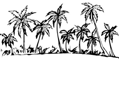 Palmiye ağaçlarıyla soyut tropikal manzara