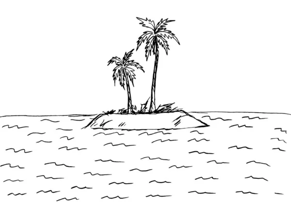 Beyaz Arka Planda Palmiye Ağacının Siyah Çizgisi — Stok fotoğraf