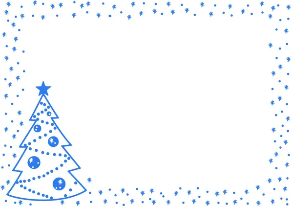 Moldura Natal Com Árvore Natal Flocos Neve — Fotografia de Stock