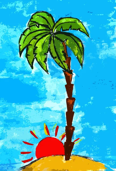 Plajda Palmiye Ağaçları Olan Tropik Bir Manzara — Stok fotoğraf