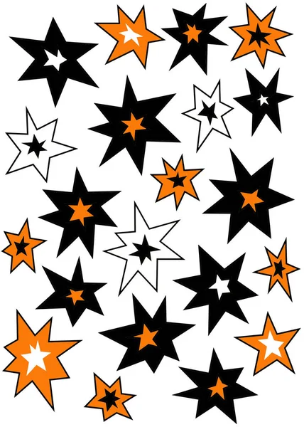 White Background Black White Orange Stars — Stockfoto