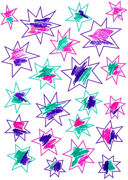 Pink Turquoise Lilac Stars White Background — Foto Stock