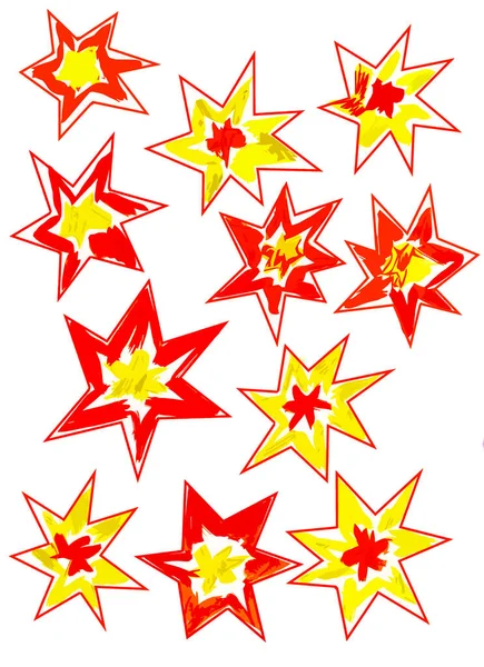 Red Yellow Orange Stars White Background — Fotografia de Stock