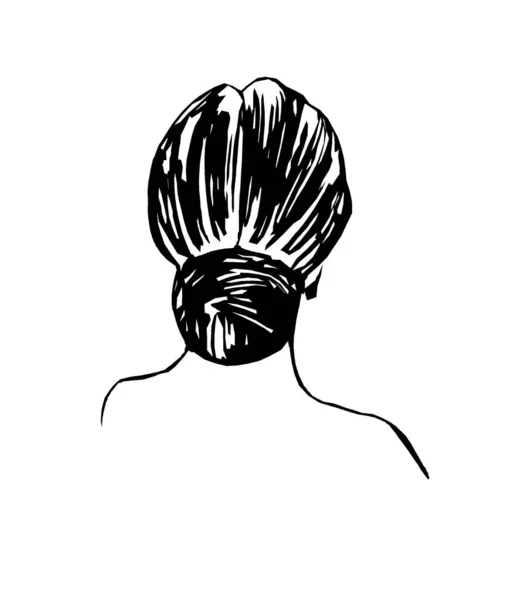 Black White Image Girl Head Beautiful Hairstyle — Fotografia de Stock
