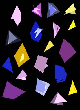 Geometrik çok renkli şekilli siyah arkaplan