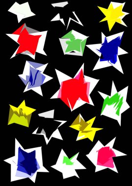 geometrik, soyut çok renkli figürlere sahip siyah arkaplan - grafik resim