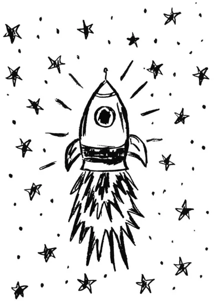 Cohete Volando Entre Las Estrellas Los Planetas — Foto de Stock