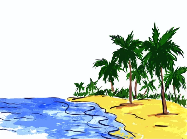 Пейзаж Пальмы Пляже — стоковое фото
