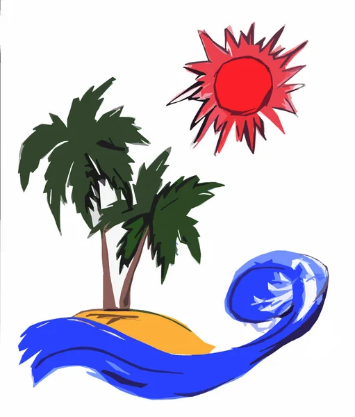 Landscape Palm Trees Beach — Stock Photo, Image