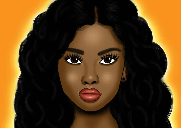 Brown skin woman, black woman digital art illustration