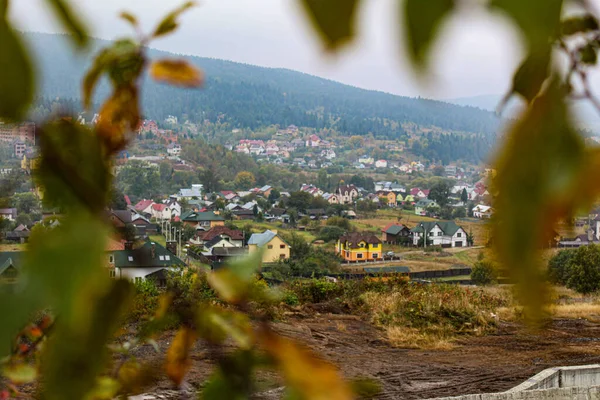 Une Vue Sur Ville Montagne Carpats — Photo