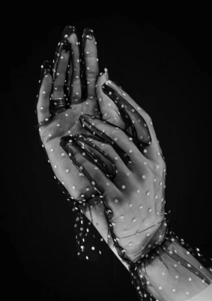 Чорно Біле Фото Жіночої Руки Сукні Хеллоуїн — стокове фото