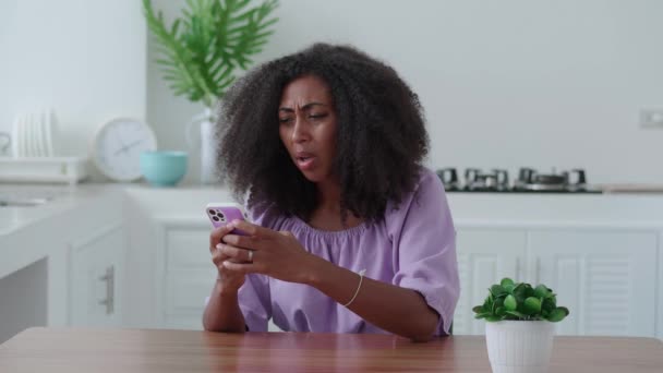 Charming Multiethnic Young Woman Feeling Scorned Disappointed While Reading Bad — Stockvideo