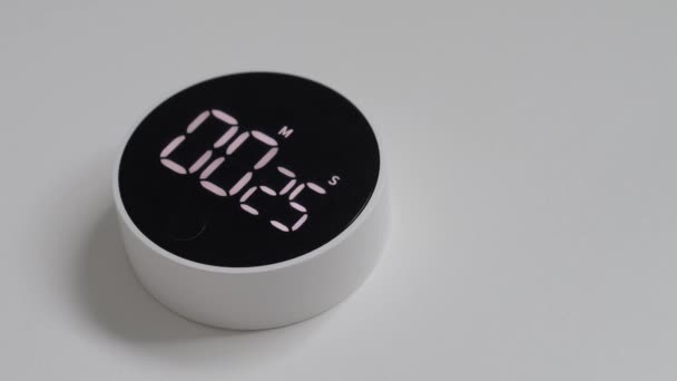 Auszeit Eine Minute Countdown Timer Von Glühenden Led Elektronischen Weißen — Stockvideo