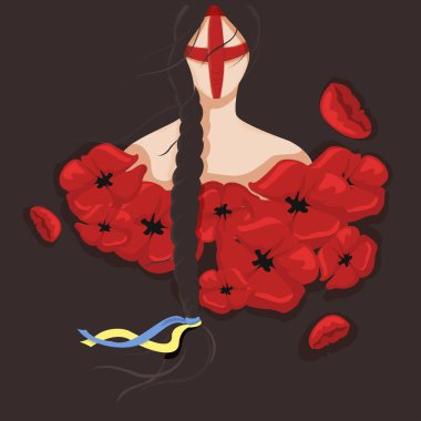 Gelincikler içindeki Ukraynalı savaşçı kız, acı ve savaşın sembolü.